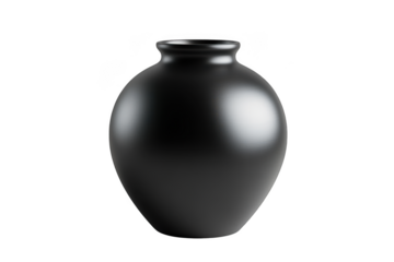 Elegant dark gray ceramic vase decoration home decor art pottery design interior object isolated on transparent background
