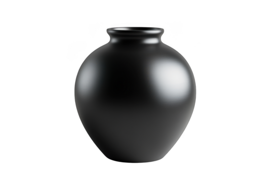 Elegant dark gray ceramic vase decoration home decor art pottery design interior object isolated on transparent background