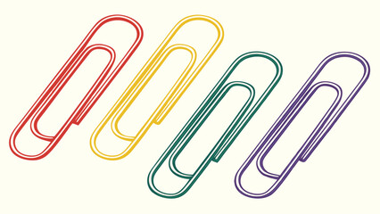 Obraz premium Colorful Paper Clips Office Supplies Stationery Back to School Graphic Design Elements.