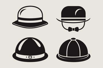 Set of vector hats and caps collection icon illustration