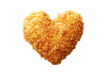 Crispy heart shaped chicken nugget fried food valentine's day snack delicious meal isolated on transparent background