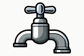 Faucet with water drop isolated on white background illustration