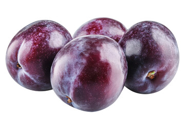 Obraz premium Delicious and juicy plums fruit still life photography, fresh, healthy, ripe, vitamin, purple, food isolated on transparent background