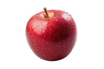 High resolution macro shot of a fresh red apple with water droplets, perfect for healthy eating concepts and designs isolated on transparent background