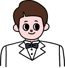 결혼 웨딩 신랑 상반신 라인드로잉 보타이