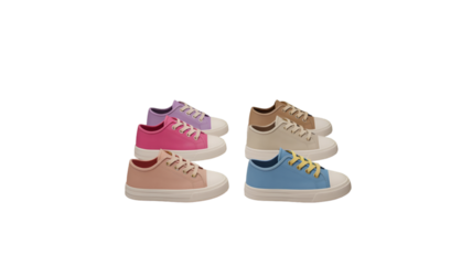 Assortment of Colorful Canvas Sneakers on Black Background