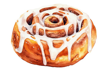 Watercolor cinnamon roll pastry sweet treat dessert food bakery delicious breakfast isolated on transparent background