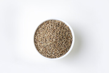 Indian food or spice called cumin isolated on white background  