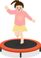 트램폴린에서 뛰는 소녀