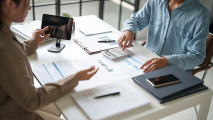 Serious team meeting business Diversity people  in modern boardroom meeting room professional working office