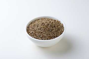 Indian food or spice called cumin isolated on white background  