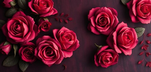 Obraz premium Dark vintage rose floral scrapbook paper, textured, elegant, rich hues, shabby chic, distressed