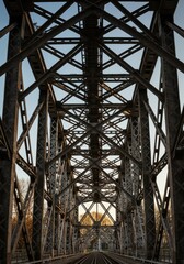 Steel bridge framework, viewed from below