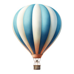 Fototapeta premium Blue and White Striped Hot Air Balloon PNG, Travel, Adventure, Sky, Flight