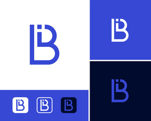 Fototapeta premium Initial Letter BI IB Blue Monogram Simple Minimalist Icon Vector Logo Design Illustration