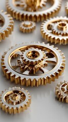 Close-up of golden and silver gears