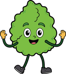 Fototapeta premium Vector art of cartoon broccoli character with a happy face