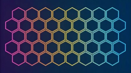 Vibrant Hexagonal Grid Pattern with Gradient Colors for Modern Design and Technology Backgrounds Featuring Honeycomb Structure and Connectivity Representing Innovation and Future