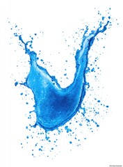 Vibrant blue water splash against white background