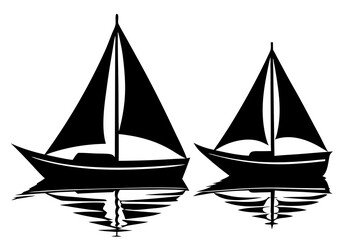 Sailboat on water silhouette illustration
