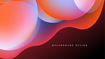 Abstract fluid shapes overlap, creating vibrant gradients. Colors blendorange, pink, blueover dark background. Modern design element.