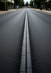 Fototapeta premium Empty city street, asphalt road, central divider