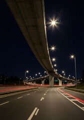 Highway underpass at night