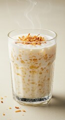 Creamy, milky rice dessert in glass
