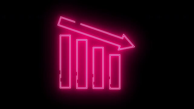 down chart icon with neon glowing effect
