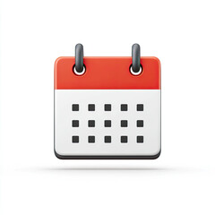 Calendar icon with red header and black date marks white background
