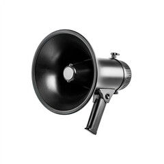 Black megaphone with handle isolated on white background