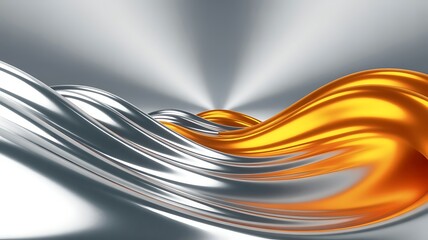 Abstract Silver and Gold Metallic Waves Background with Reflective Surfaces for Modern Design Projects and Creative Visualizations Showcasing Luxury and Innovation