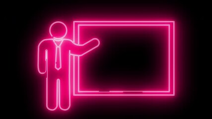 teacher presentation icon with neon glowing effect