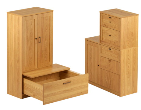 Collection of Wooden Cabinet Furniture Designs, isolated on transparent background PNG