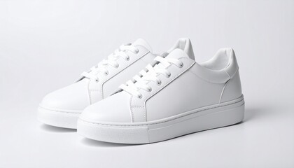 Minimalist white sneakers pair isolated clean background