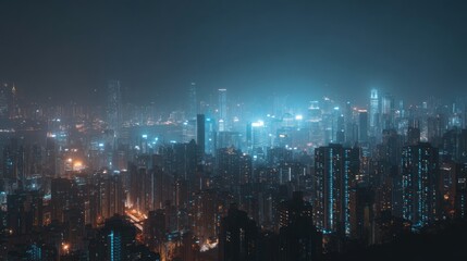 Fototapeta premium Dense city skyline night view