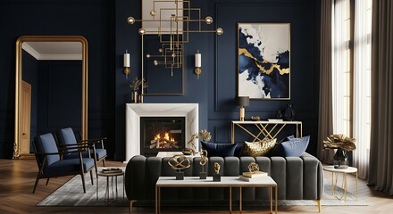 Luxurious Dark Modern Living Room.