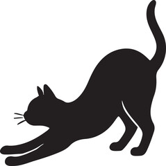 Cat stretching silhouette vector EPS, relaxed pet design for feline, animal, and cozy projects.