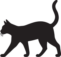 Cat walking silhouette vector EPS, elegant pet design for feline, animal, and nature projects.