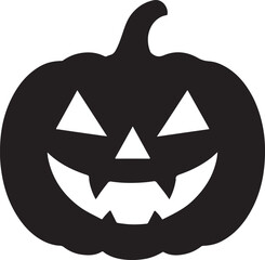 Pumpkin Halloween silhouette, spooky autumn decoration, perfect for seasonal designs.