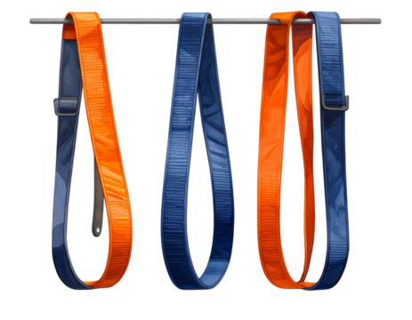 Collection of Resistance Bands in Vertical Side by Side Arrangement, isolated on transparent background PNG - Powered by Adobe