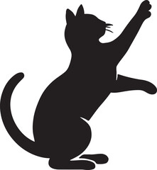 Cat playing silhouette vector EPS, playful pet design for feline, animal, and fun home projects.