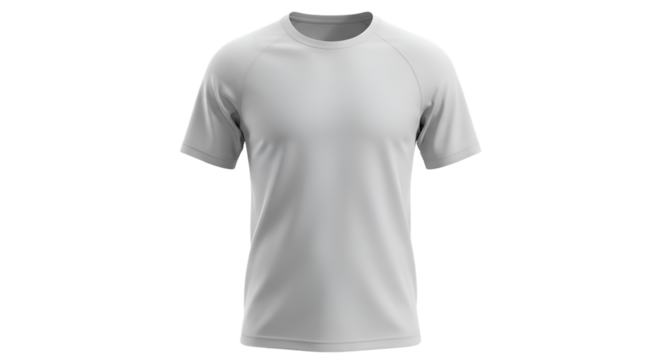 A plain, light grey, short-sleeved crew neck t-shirt, displayed on a white background.