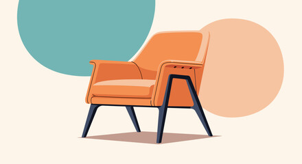 Fototapeta premium Modern orange armchair with minimalist design perfect for stylish interior decor and lifestyle