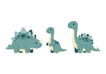 Naklejka premium Adorable dinosaur family illustration perfect for children's books, nursery decor, and playful designs