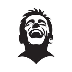 laughing group vector silhouette clip art logo design illustration