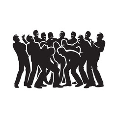 laughing group vector silhouette clip art logo design illustration