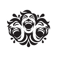 laughing group vector silhouette clip art logo design illustration