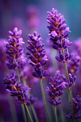 Obraz premium Close-up of vibrant purple lavender blossoms