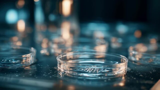 Lab medium shot of CRISPRbased RNA editing in progress on a cell plate central well sharply defined showing gene repair effects blurred background wells contributing to a